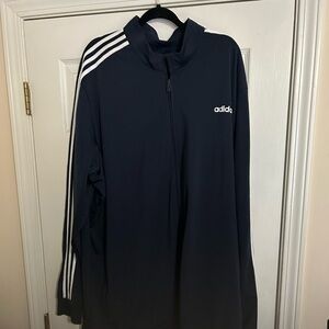 Adidas Dark Blue Zip-Up Jacket with White Stripes